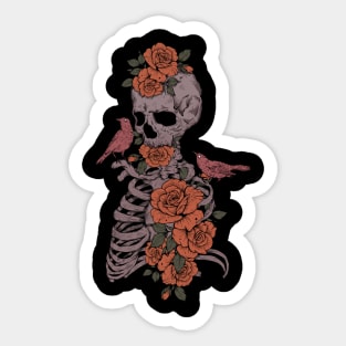 Floral Skeleton and birds Sticker